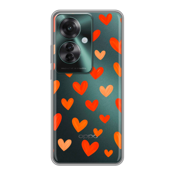 Силиконовый чехол на Oppo Reno 11F с принтом Сердечки