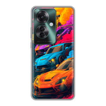 Силиконовый чехол на Oppo Reno 11F с принтом Тачки