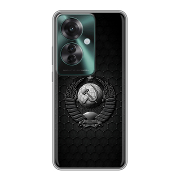 Силиконовый чехол на Oppo Reno 11F с принтом Герб Флаг СССР