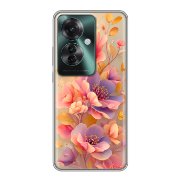 Силиконовый чехол на Oppo Reno 11F с принтом Цветы и бабочки