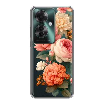 Силиконовый чехол на Oppo Reno 11F с принтом цветы