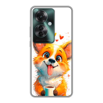 Силиконовый чехол на Oppo Reno 11F с принтом корги Силиконовый чехол на Oppo Reno 11F с принтом корги