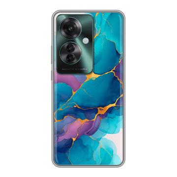 Силиконовый чехол на Oppo Reno 11F с принтом Мрамор блестки