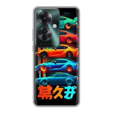 Силиконовый чехол на Oppo Reno 11F с принтом машины тачки