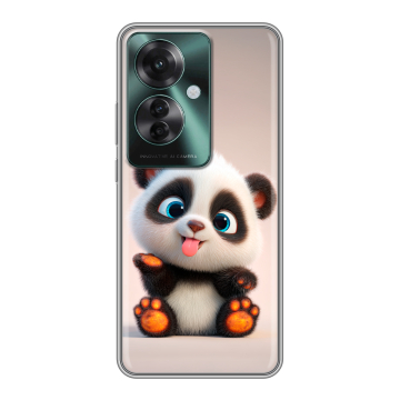 Силиконовый чехол на Oppo Reno 11F с принтом милая панда Силиконовый чехол на Oppo Reno 11F с принтом милая панда