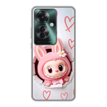 Силиконовый чехол на Oppo Reno 11F с принтом Labubu Лабубу