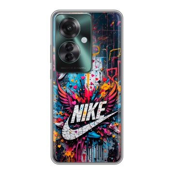 Силиконовый чехол на Oppo Reno 11F с принтом Nike Найк