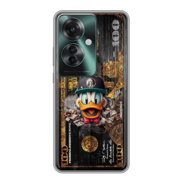 Силиконовый чехол на Oppo Reno 11F с принтом Дональд Дак Доллар Силиконовый чехол на Oppo Reno 11F с принтом Дональд Дак Доллар