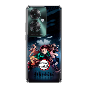 Силиконовый чехол на Oppo Reno 11F с принтом Demon Slayer Клинок рассекающий демонов