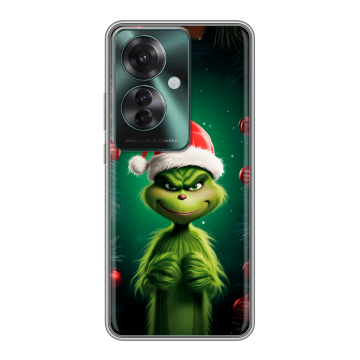 Силиконовый чехол на Oppo Reno 11F с принтом Гринч Новый год Рождество Силиконовый чехол на Oppo Reno 11F с принтом Гринч Новый год Рождество