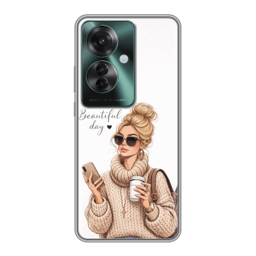 Силиконовый чехол на Oppo Reno 11F с принтом женский Силиконовый чехол на Oppo Reno 11F с принтом женский
