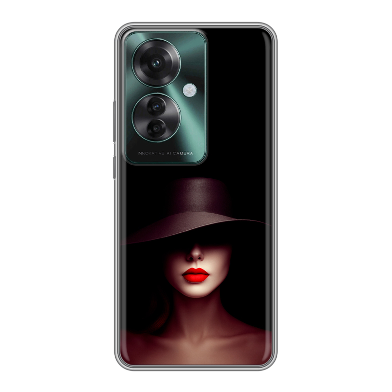 Силиконовый чехол на Oppo Reno 11F с принтом Девушка в шляпе Силиконовый чехол на Oppo Reno 11F с принтом Девушка в шляпе
