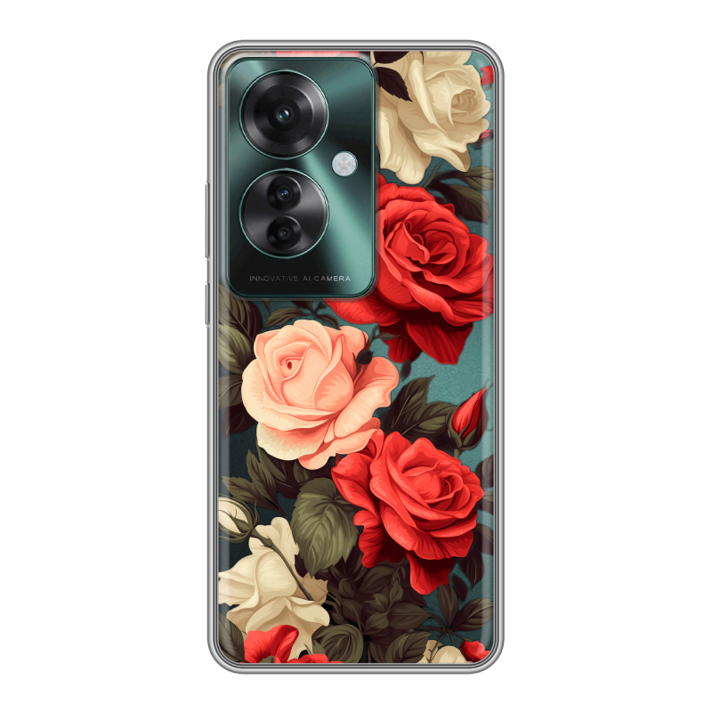 Силиконовый чехол на Oppo Reno 11F с принтом Розы Силиконовый чехол на Oppo Reno 11F с принтом Розы