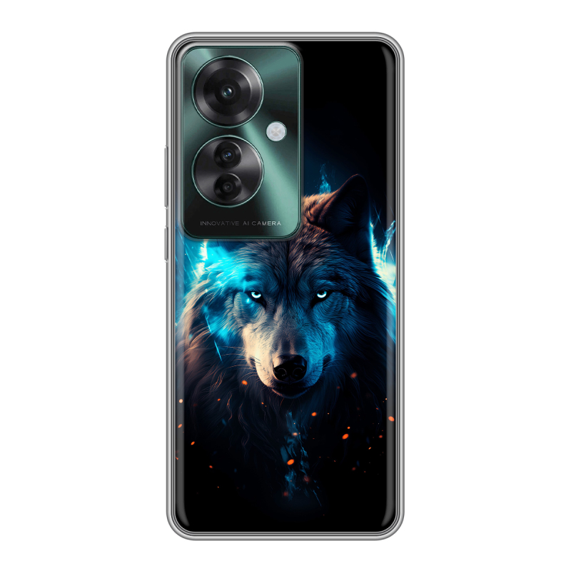 Силиконовый чехол на Oppo Reno 11F с принтом Волк ночной Силиконовый чехол на Oppo Reno 11F с принтом Волк ночной