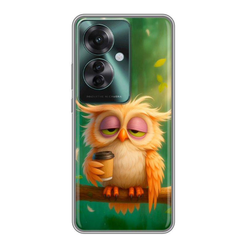 Силиконовый чехол на Oppo Reno 11F с принтом сова Силиконовый чехол на Oppo Reno 11F с принтом сова