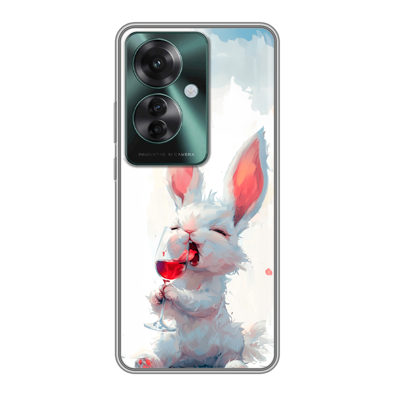 Силиконовый чехол на Oppo Reno 11F с принтом кролик зайчик Силиконовый чехол на Oppo Reno 11F с принтом кролик зайчик