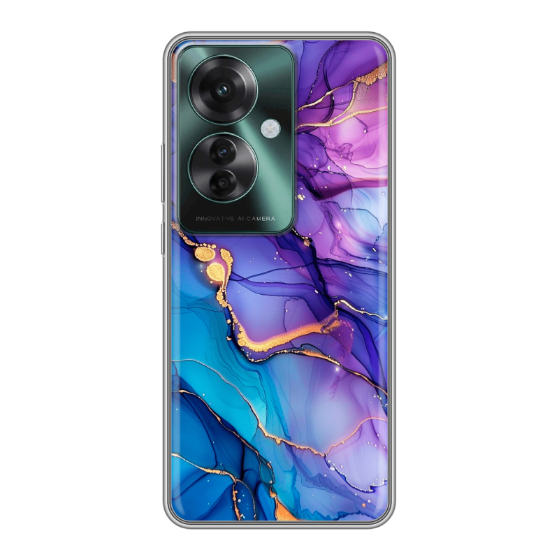 Силиконовый чехол на Oppo Reno 11F с принтом синий мрамор Силиконовый чехол на Oppo Reno 11F с принтом синий мрамор
