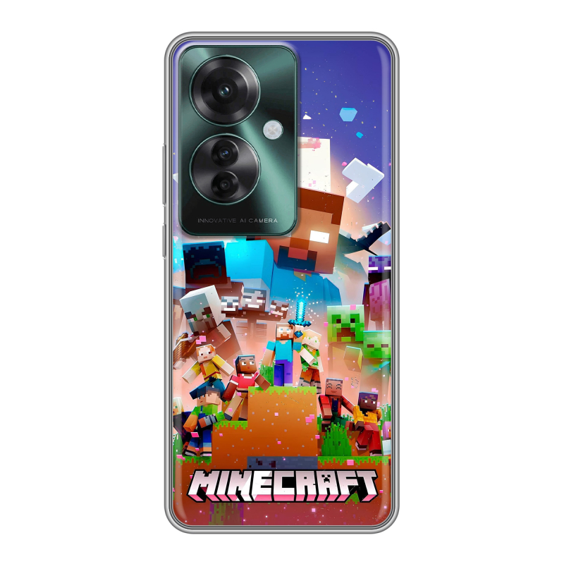 Силиконовый чехол на Oppo Reno 11F с принтом Майнкрафт Minecraft Силиконовый чехол на Oppo Reno 11F с принтом Майнкрафт Minecraft