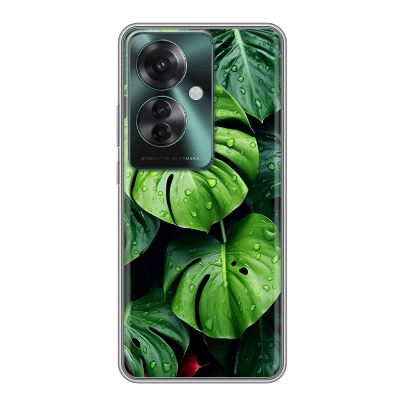 Силиконовый чехол на Oppo Reno 11F с принтом Листья Силиконовый чехол на Oppo Reno 11F с принтом Листья