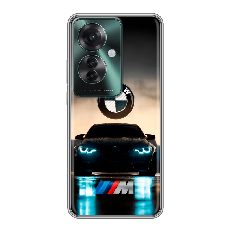 Силиконовый чехол на Oppo Reno 11F с принтом БМВ BMW Силиконовый чехол на Oppo Reno 11F с принтом БМВ BMW