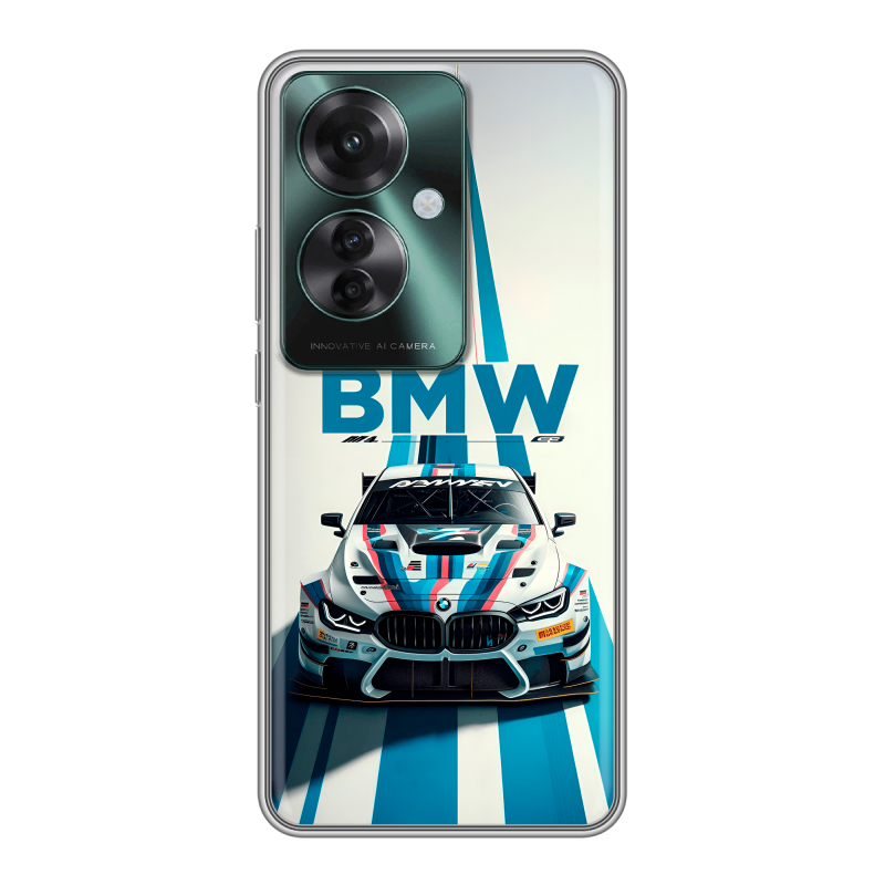 Силиконовый чехол на Oppo Reno 11F с принтом БМВ BMW Силиконовый чехол на Oppo Reno 11F с принтом БМВ BMW