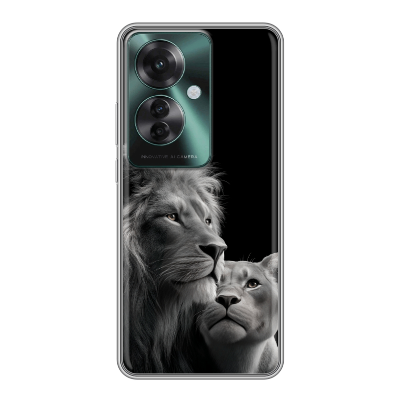 Силиконовый чехол на Oppo Reno 11F с принтом Лев кошки Силиконовый чехол на Oppo Reno 11F с принтом Лев кошки