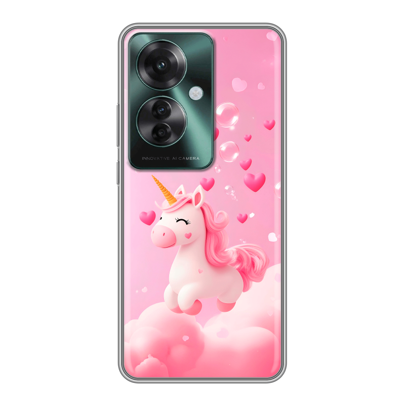 Силиконовый чехол на Oppo Reno 11F с принтом Единорог Силиконовый чехол на Oppo Reno 11F с принтом Единорог