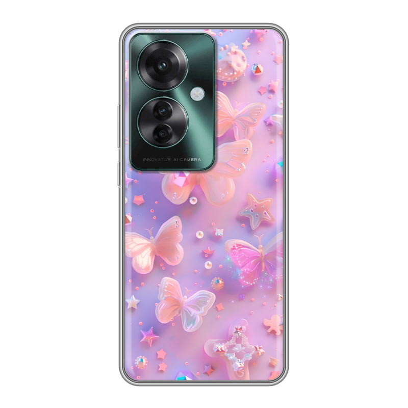 Силиконовый чехол на Oppo Reno 11F с принтом Бабочки Силиконовый чехол на Oppo Reno 11F с принтом Бабочки