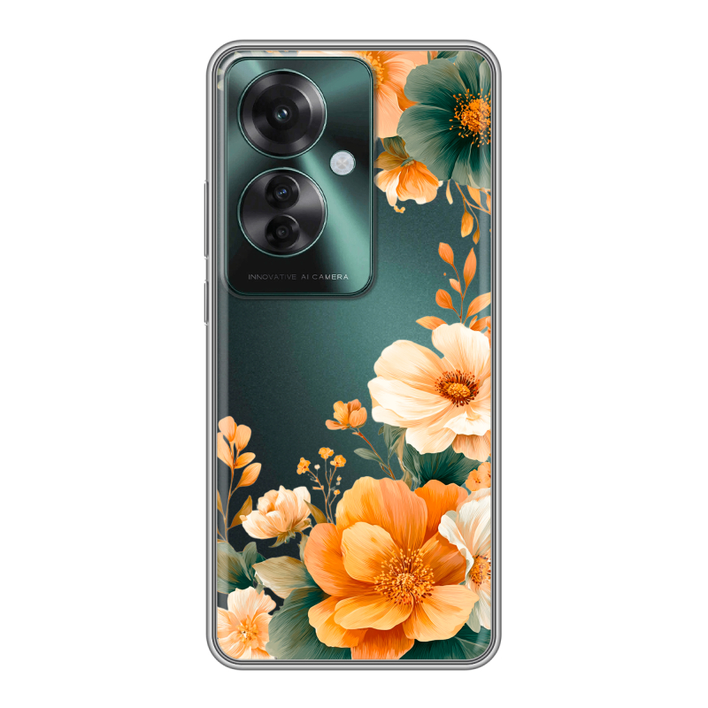Силиконовый чехол на Oppo Reno 11F с принтом Цветы принт Силиконовый чехол на Oppo Reno 11F с принтом Цветы принт