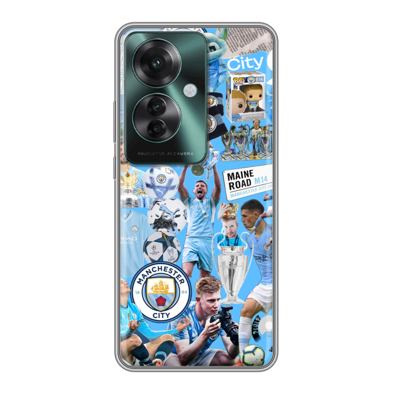 Силиконовый чехол на Oppo Reno 11F с принтом Man City Манчестер Сити Силиконовый чехол на Oppo Reno 11F с принтом Man City Манчестер Сити