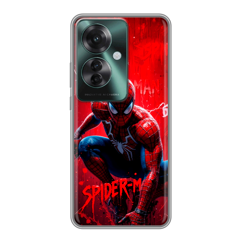 Силиконовый чехол на Oppo Reno 11F с принтом Spiderman Человек паук Силиконовый чехол на Oppo Reno 11F с принтом Spiderman Человек паук