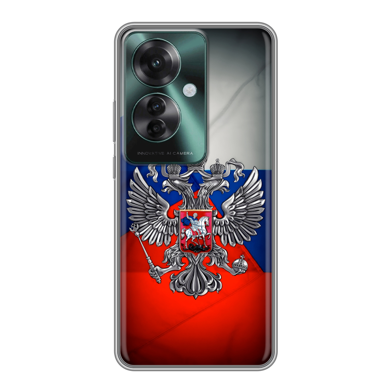 Силиконовый чехол на Oppo Reno 11F с принтом Флаг России Силиконовый чехол на Oppo Reno 11F с принтом Флаг России