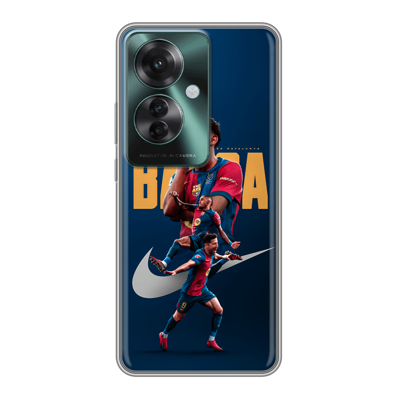 Силиконовый чехол на Oppo Reno 11F с принтом Барселона Barca Yamal Силиконовый чехол на Oppo Reno 11F с принтом Барселона Barca Yamal