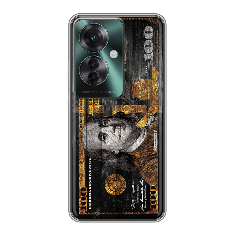 Силиконовый чехол на Oppo Reno 11F с принтом Доллар деньги Силиконовый чехол на Oppo Reno 11F с принтом Доллар деньги