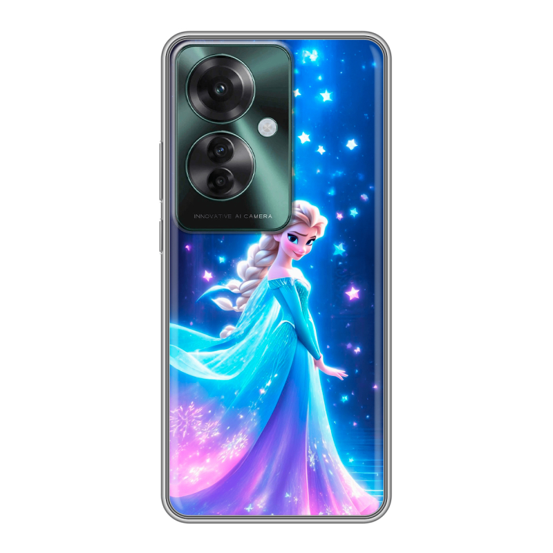 Силиконовый чехол на Oppo Reno 11F с принтом Холодное сердце Frozen Силиконовый чехол на Oppo Reno 11F с принтом Холодное сердце Frozen