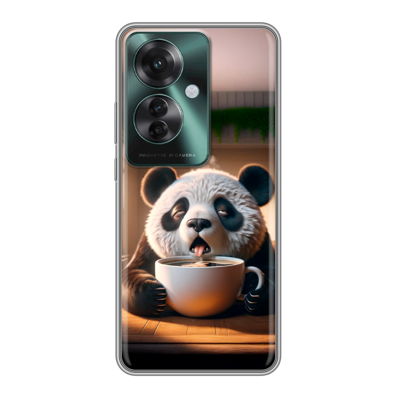 Силиконовый чехол на Oppo Reno 11F с принтом смешная панда Силиконовый чехол на Oppo Reno 11F с принтом смешная панда