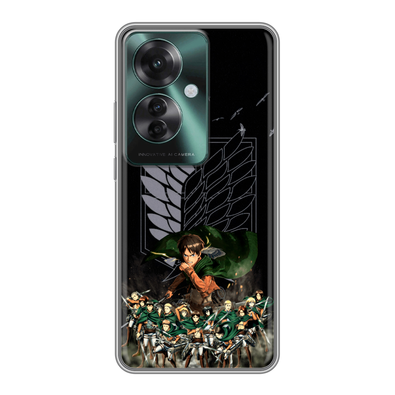 Силиконовый чехол на Oppo Reno 11F с принтом Атака титанов Силиконовый чехол на Oppo Reno 11F с принтом Атака титанов