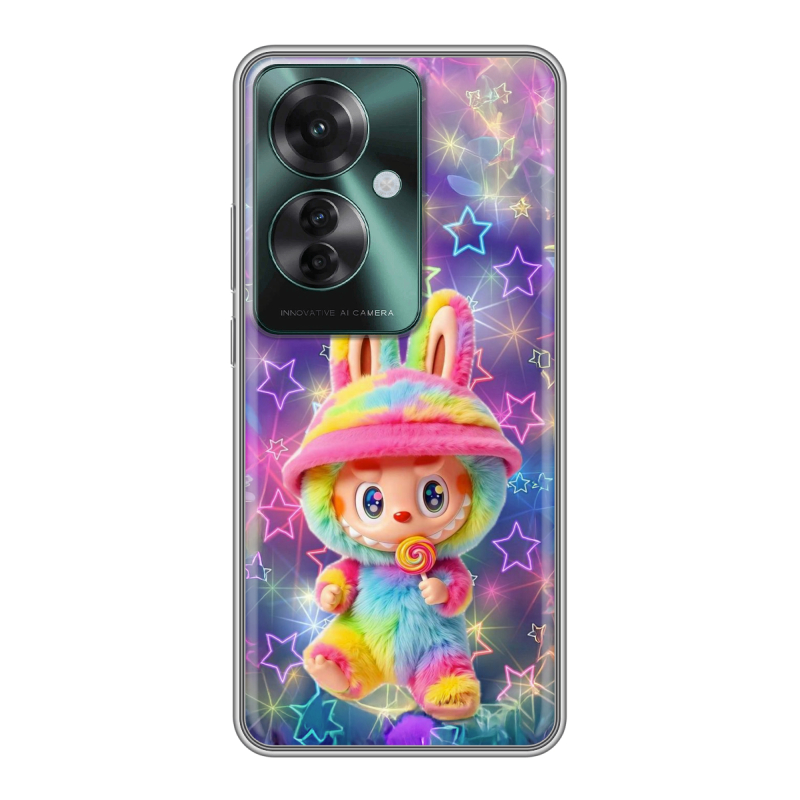 Силиконовый чехол на Oppo Reno 11F с принтом Labubu Лабубу Силиконовый чехол на Oppo Reno 11F с принтом Labubu Лабубу