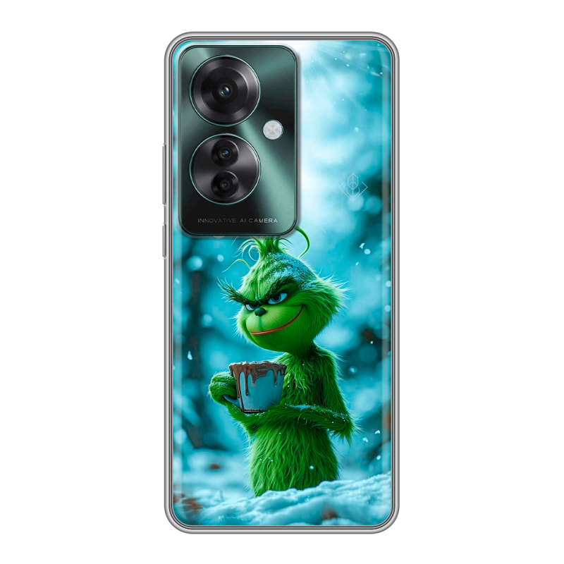 Силиконовый чехол на Oppo Reno 11F с принтом Новый год гринч Силиконовый чехол на Oppo Reno 11F с принтом Новый год гринч