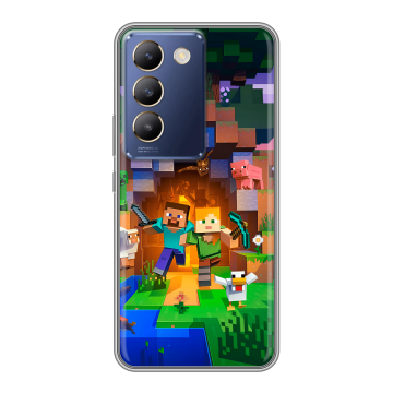 Силиконовый чехол на Vivo V30 Lite с принтом Майнкрафт Minecraft Силиконовый чехол на Vivo V30 Lite с принтом Майнкрафт Minecraft