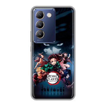 Силиконовый чехол на Vivo V30 Lite с принтом Demon Slayer Клинок рассекающий демонов Силиконовый чехол на Vivo V30 Lite с принтом Demon Slayer Клинок рассекающий демонов