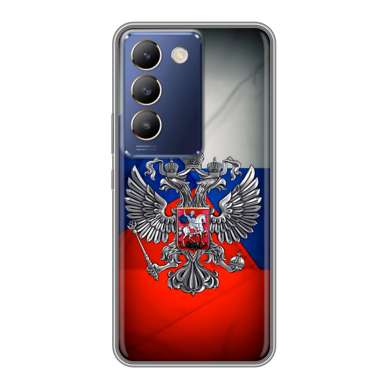 Силиконовый чехол на Vivo V30 Lite с принтом Флаг России Силиконовый чехол на Vivo V30 Lite с принтом Флаг России