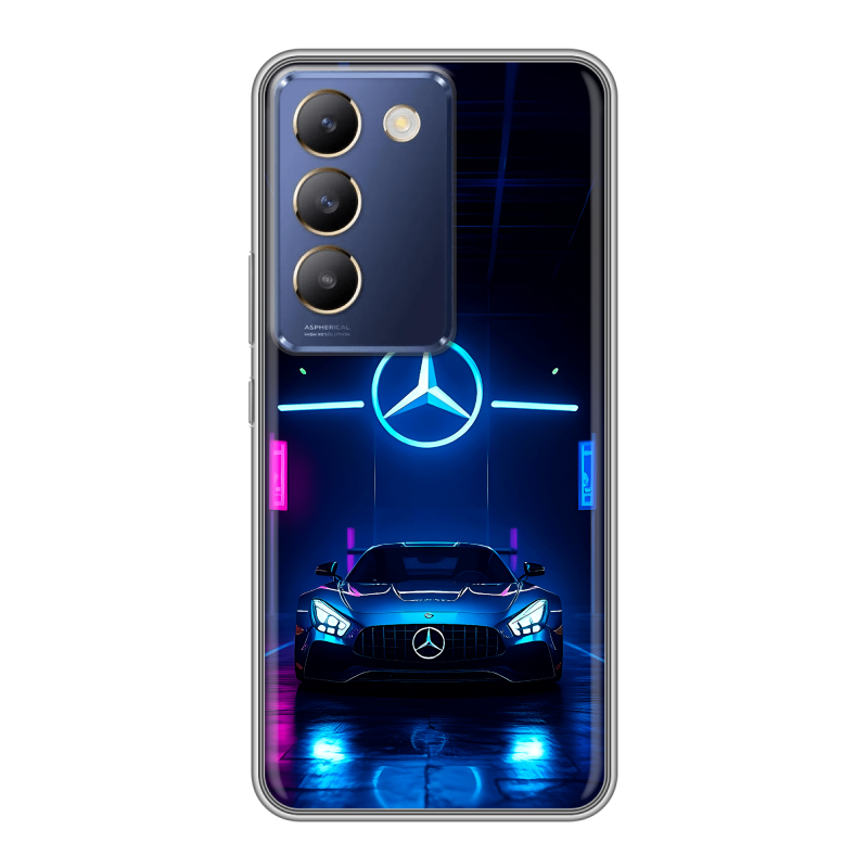 Силиконовый чехол на Vivo V30 Lite с принтом Mercedes Мерседес Силиконовый чехол на Vivo V30 Lite с принтом Mercedes Мерседес