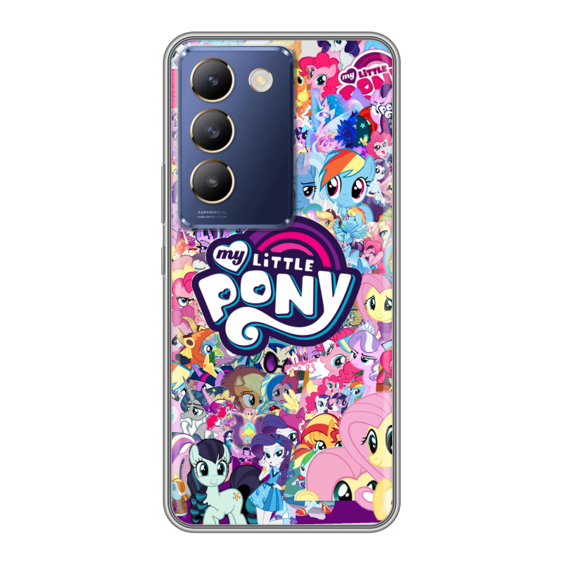 Силиконовый чехол на Vivo V30 Lite с принтом My little pony Дружба чудо Силиконовый чехол на Vivo V30 Lite с принтом My little pony Дружба чудо