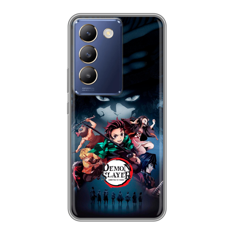 Силиконовый чехол на Vivo V30 Lite с принтом Demon Slayer Клинок рассекающий демонов Силиконовый чехол на Vivo V30 Lite с принтом Demon Slayer Клинок рассекающий демонов