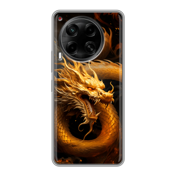Силиконовый чехол на Tecno Camon 30 4G с принтом Золотой дракон