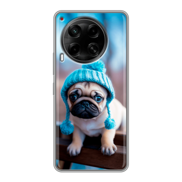 Силиконовый чехол на Tecno Camon 30 4G с принтом Мопс в шапке Силиконовый чехол на Tecno Camon 30 4G с принтом Мопс в шапке