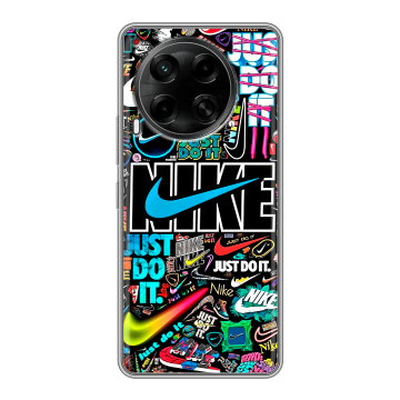 Силиконовый чехол на Tecno Camon 30 4G с принтом найк nike черный