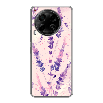 Силиконовый чехол на Tecno Camon 30 4G с принтом цветы лаванда Силиконовый чехол на Tecno Camon 30 4G с принтом цветы лаванда