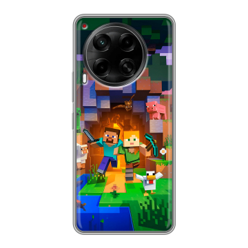 Силиконовый чехол на Tecno Camon 30 4G с принтом Майнкрафт Minecraft